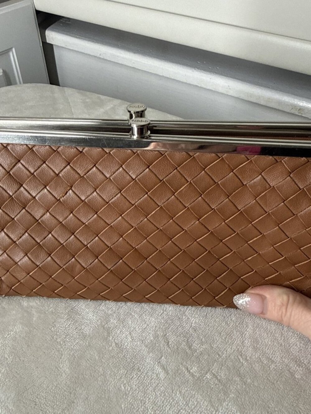 Vtg? Hobo International Wallet Woven Brown Leather Clutch Credit Card Wallet